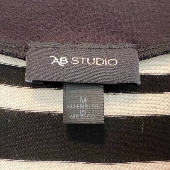 AB STUDIO Black/White Striped Top, Size M, Stretchy, Sleeveless, EUC - Picture 6 of 8